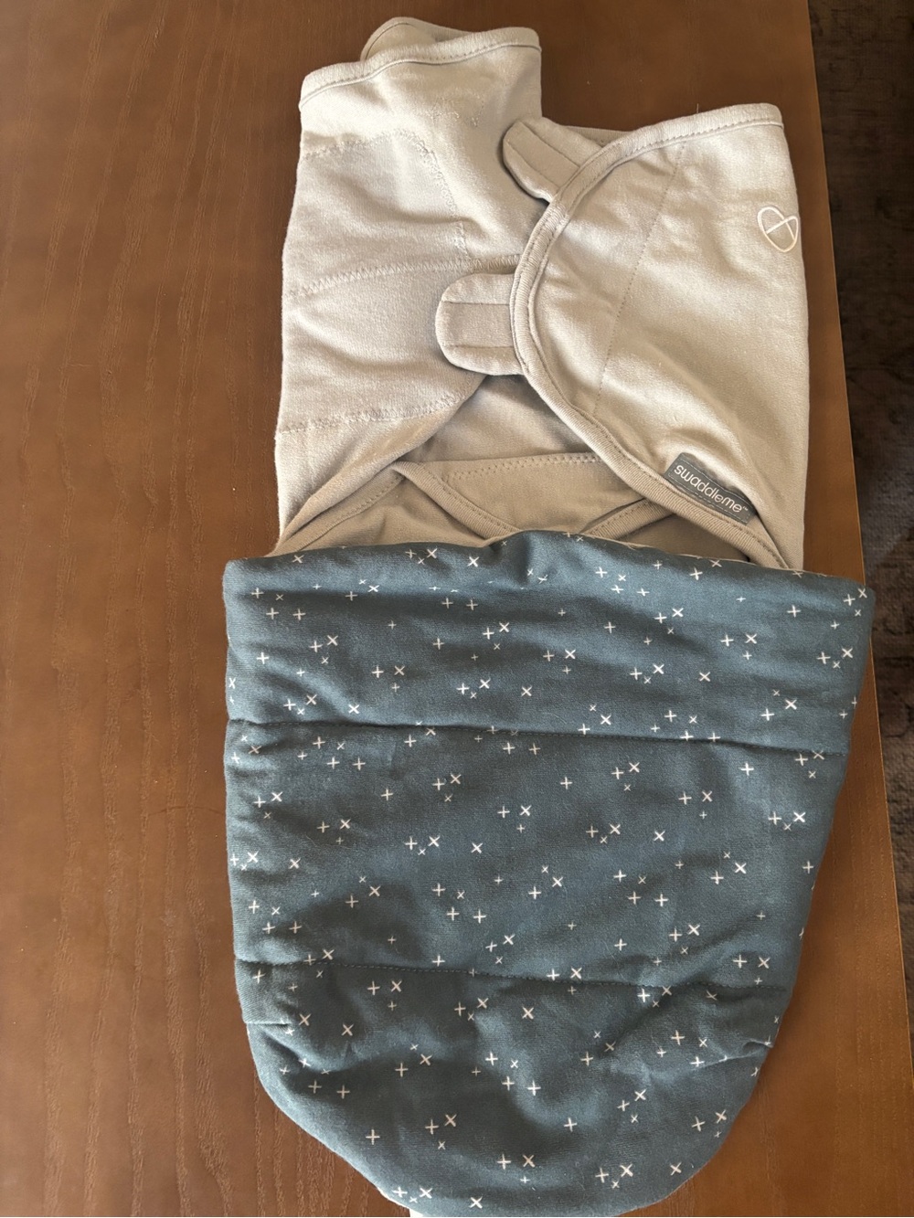 SwaddleMe Light Gray and Teal Star-Print Baby Swaddle Sack